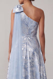 Robe de la mère de la mariée Ligne Bleu ciel Fleuri A High Low avec nœud