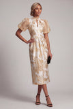 Robe de la mère de la mariée Champagne à trou de serrure scintillante