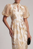 Robe de la mère de la mariée Champagne à trou de serrure scintillante