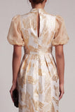 Robe de la mère de la mariée Champagne à trou de serrure scintillante