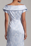 Robe longue de la mère de la mariée en forme de sirène bleu ciel avec fente