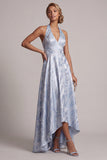 Dos nus sans dos Une ligne Bleu ciel Fleur haute Basse Robe de la Mère de la Mariée