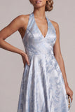 Dos nus sans dos Une ligne Bleu ciel Fleur haute Basse Robe de la Mère de la Mariée