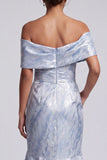 Robe longue de la mère de la mariée à fleurs sirène bleu ciel avec poches