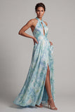Serrure vert clair Une robe longue fleurie longue de la mère de la mariée avec poches