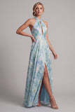 Serrure vert clair Une robe longue fleurie longue de la mère de la mariée avec poches