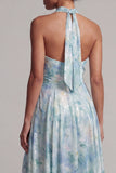 Serrure vert clair Une robe longue fleurie longue de la mère de la mariée avec poches
