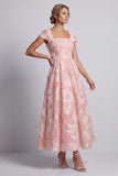 Robe de la mère de la mariée à col carré scintillant à col carré long A