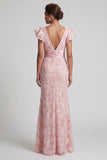 Robe de la mère de la mariée à paillettes à fard à V col