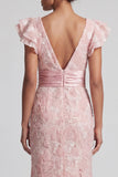 Robe de la mère de la mariée à paillettes à fard à V col