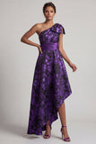 Robe de la mère de la mariée à une épaule Violet foncé haut bas A