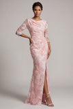 Robe de la mère de la mariée à manches paillettes à manches 3/4