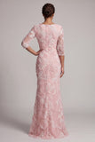 Robe de la mère de la mariée à manches paillettes à manches 3/4