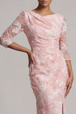 Robe de la mère de la mariée à manches paillettes à manches 3/4