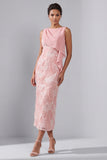 Robe midi midi à col bateau à col bateau à blush