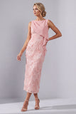 Robe midi midi à col bateau à col bateau à blush