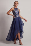 Robe A-Line à fleurs fleuries, col haut et bas en mode Mother of the Bride