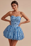 Robe de fin d’année en ligne A scintillante bleu ciel en forme de paillettes