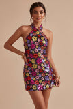 Robe de rentrée à la maison noire noire scintillante à col nu à col nu, paillettes bodycon
