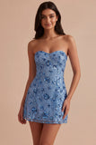 Robe de bal à paillettes bodycon bleu ciel bleu ciel Sweetheart Sequins