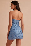 Robe de bal à paillettes bodycon bleu ciel bleu ciel Sweetheart Sequins