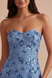 Robe de bal à paillettes bodycon bleu ciel bleu ciel Sweetheart Sequins