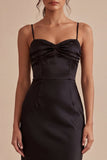 Robe à cravate noir midi sirène à bretelles fines