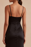 Robe à cravate noir midi sirène à bretelles fines