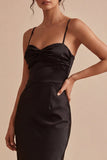 Robe à cravate noir midi sirène à bretelles fines