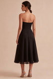 Robe tie-noir midi sans bretelles A Line