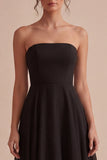 Robe tie-noir midi sans bretelles A Line