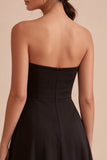 Robe tie-noir midi sans bretelles A Line