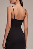 Robe Midi Black Tie à bretelles froncées à fourreau