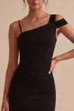 Robe formelle noire courte courte avec une épaule et fente