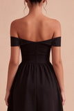 Robe de cérémonie noire à trou de serrure midi A Line