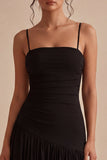 Robe formelle Midi à bretelles fines noire A Line
