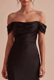Longue robe de cérémonie longue en satin sirène noire découverte