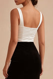 Robe formelle à col carré noir et blanc Sirène avec fente