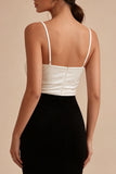 Robe formelle à bretelles fines noir et blanc de sirène, fendue