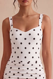 Robe de remise des diplômes bodycon à pois noire et blanche