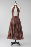 Robe à pois midi midi dos nus blanche blanche café en mousseline chiffon