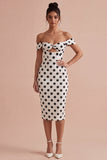 Robe Bodycon, blanche et noire à trou de serrure, pois midi découverte