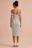 Robe Bodycon, blanche et noire à trou de serrure, pois midi découverte