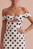 Robe Bodycon, blanche et noire à trou de serrure, pois midi découverte