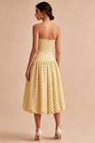 Robe à pois midi jaune et noire A Line