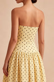 Robe à pois midi jaune et noire A Line