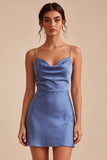 Robe de remise de diplôme courte bleu bleu moulante