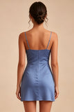 Robe de remise de diplôme courte bleu bleu moulante
