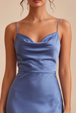 Robe de remise de diplôme courte bleu bleu moulante