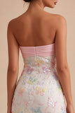 Robe de remise des diplômes mini moulante à ongles moulantes rose rose et blanc